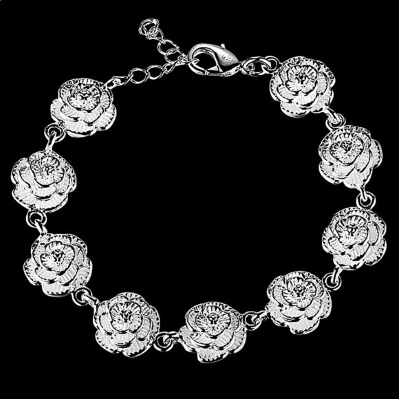 STERLING SILVER FLOWER TASSEL NECKLACE BRACELET RING EARRINGS SET - Picture 4 of 8